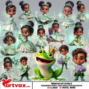 Princess and the Frog Clipart PNG Bundle