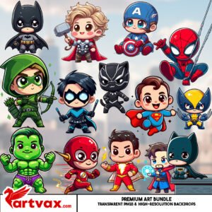 Chibi Superheroes PNG Bundle