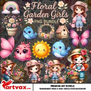 Floral Garden Girls PNG Bundle