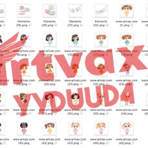 Dollhouse Girls Clipart PNG Bundle