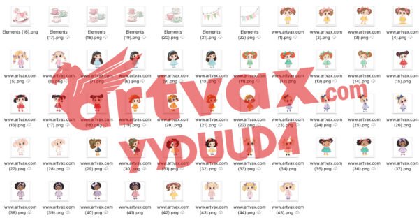 Dollhouse Girls Clipart PNG Bundle