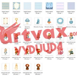 Alice in Wonderland Watercolor Clipart Bundle