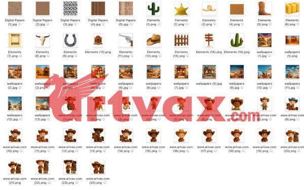 Cowboy Clipart PNG Bundle