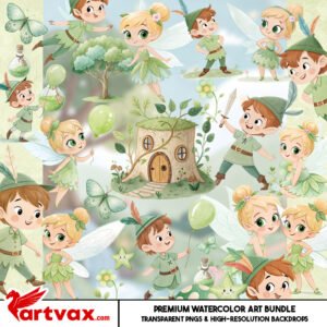 Tinkerbell Watercolor Clipart Bundle