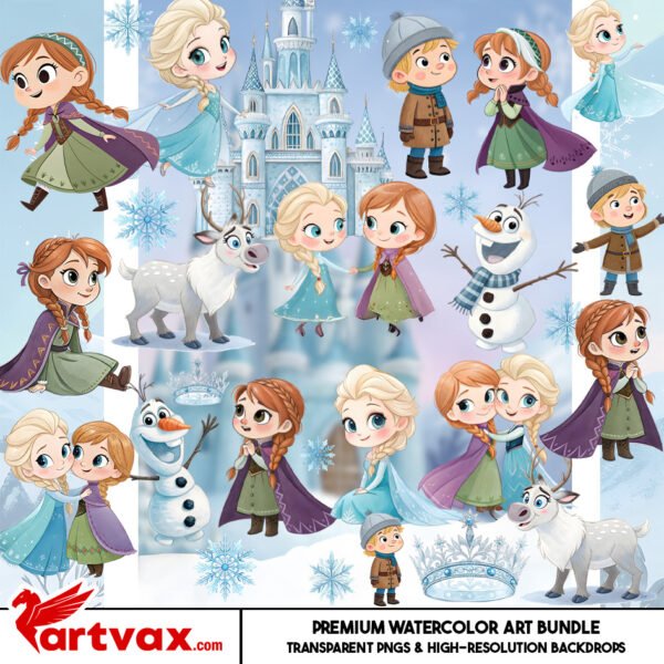Frozen Princess Watercolor Clipart