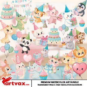 Birthday Animal Clipart Bundle