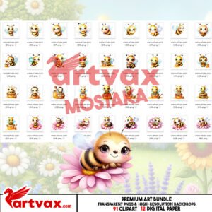 Cute Bee Clipart PNG Bundle