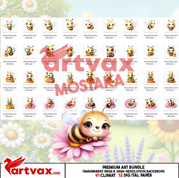 Cute Bee Clipart PNG Bundle