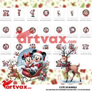 Christmas Mickey & Minnie Clipart Bundle