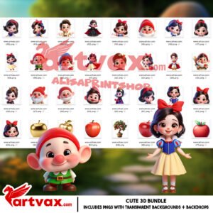 Snow White 3D Clipart Bundle