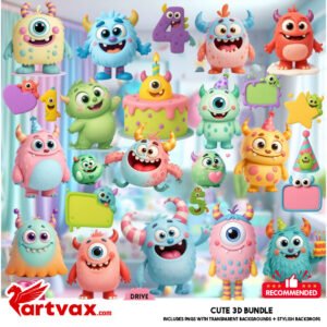 Monster Birthday PNG Bundle