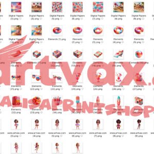Summer Pool Party Girl Clipart Bundle