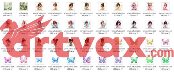 Fairy Girl PNG Bundle | Cute 3D Baby Fairies and Butterflies Clipart | Fantasy Pastel Digital Download for Kids & Nursery Decor - Image 2