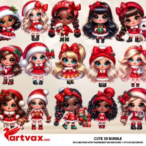 Christmas Girls Clipart Bundle
