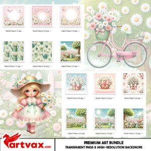 Cute Garden Girl PNG Bundle