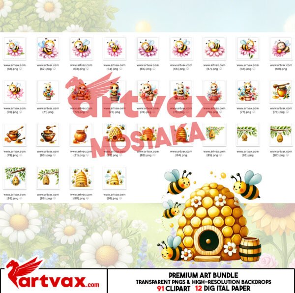 Cute Bee Clipart PNG Bundle