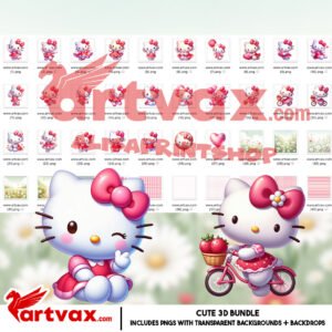 Hello Kitty 3D Clipart Bundle