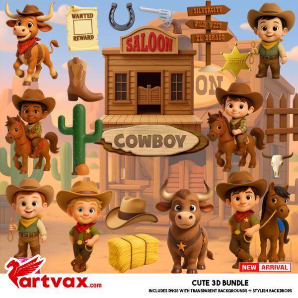 Cowboy Clipart PNG Bundle