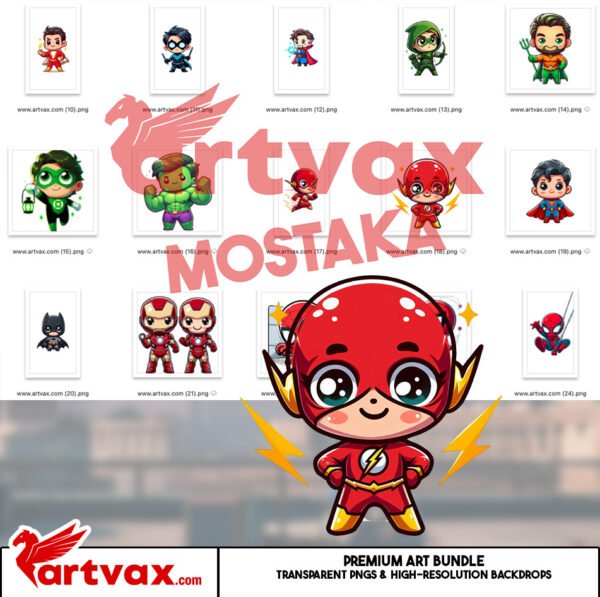Chibi Superheroes PNG Bundle