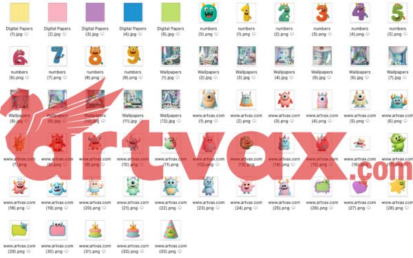 Monster Birthday PNG Bundle