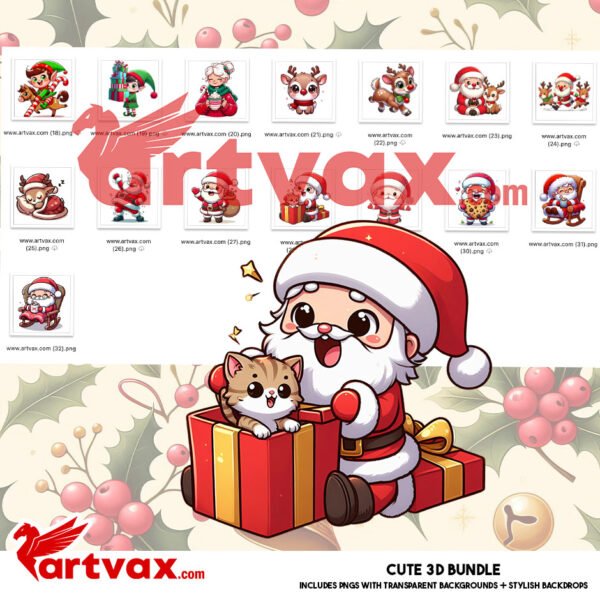 Cute Santa Christmas Clipart Bundle
