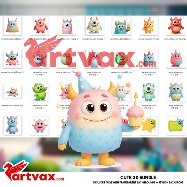 Monster Birthday PNG Bundle