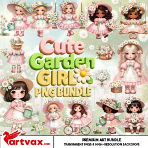 Cute Garden Girl PNG Bundle