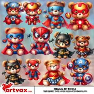 Superhero Bear PNG Bundle