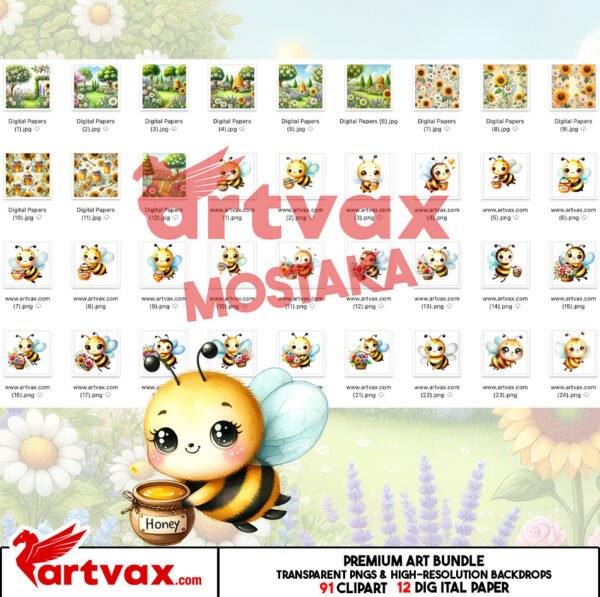 Cute Bee Clipart PNG Bundle