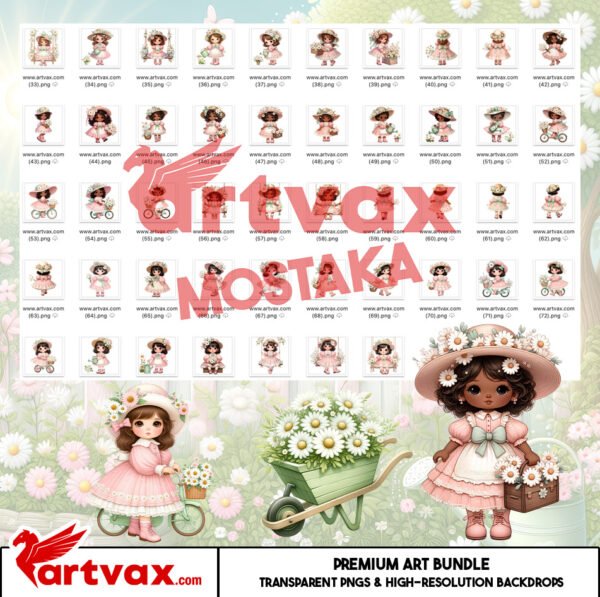 Cute Garden Girl PNG Bundle