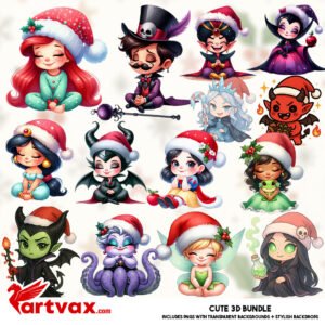 Christmas Villains & Princesses Clipart Bundle