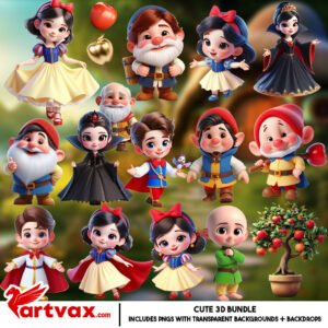 Snow White 3D Clipart Bundle