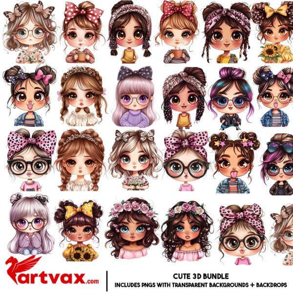 Cute 3D Girls PNG Bundle