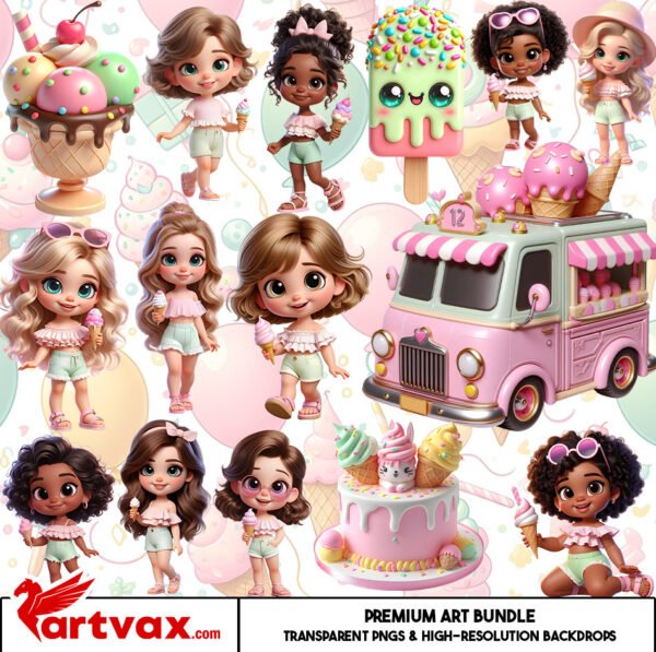 Ice Cream Girl PNG Bundle