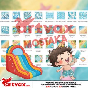 summer Kids Watercolor Clipart Bundle