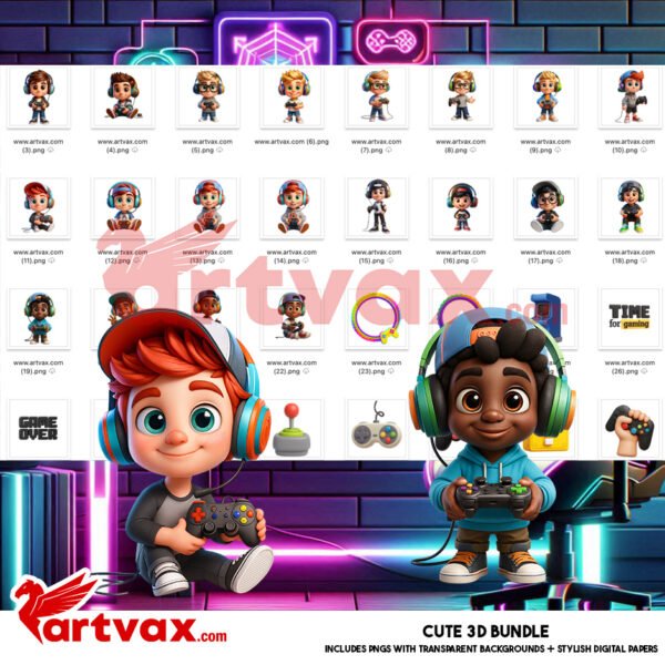 Super Gamer 3D Clipart Bundle