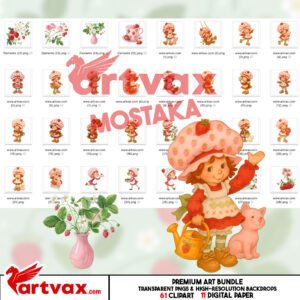 Strawberry Girl Clipart Bundle