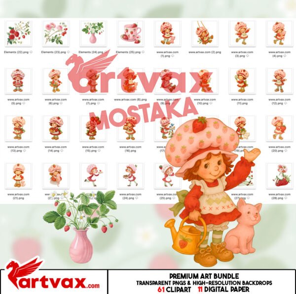 Strawberry Girl Clipart Bundle
