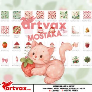 Strawberry Girl Clipart Bundle