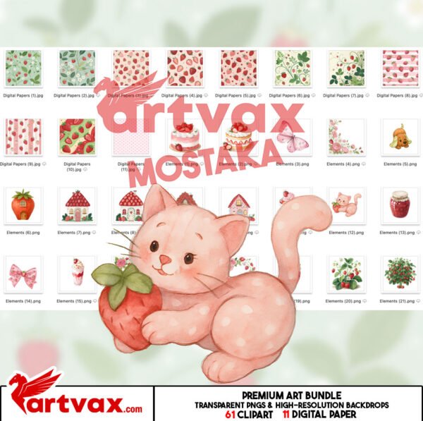 Strawberry Girl Clipart Bundle