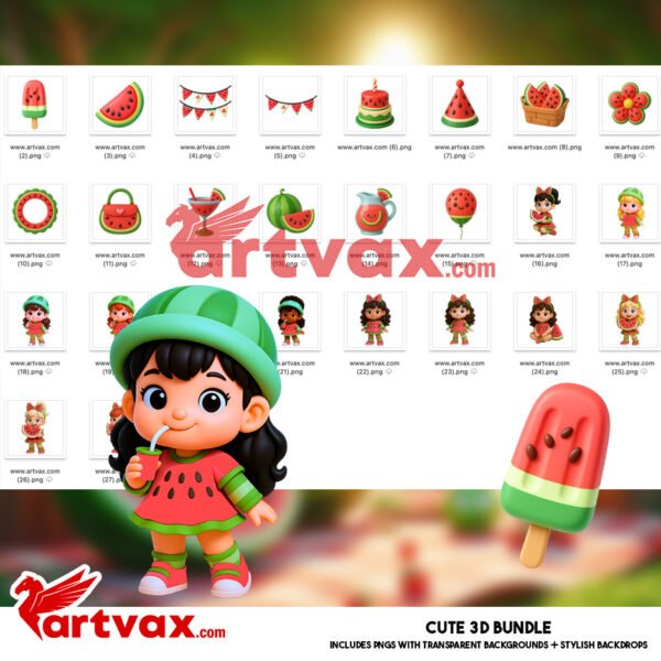Watermelon Girl PNG Bundle