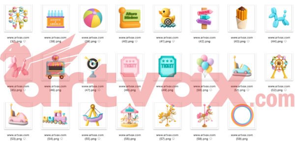Amusement Park 3D Clipart Bundle
