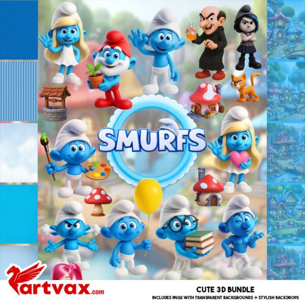 Smurfs 3D Clipart Bundle