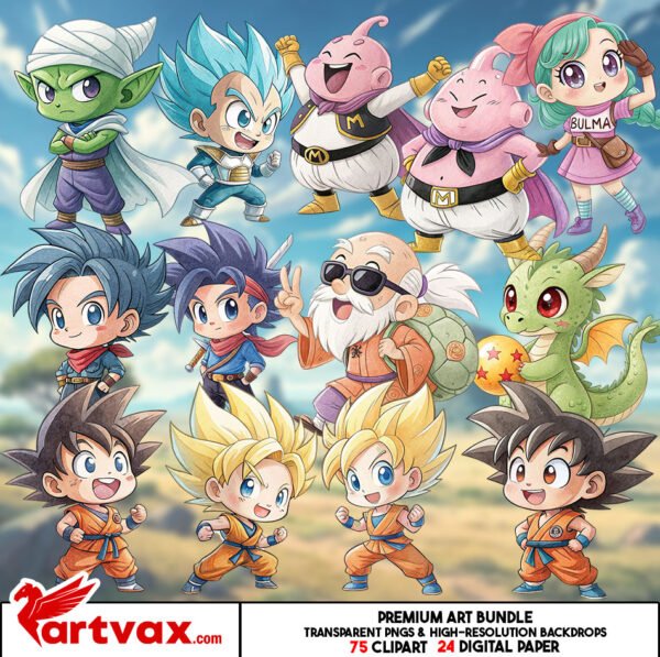 Chibi Dragon Ball Z Clipart Bundle