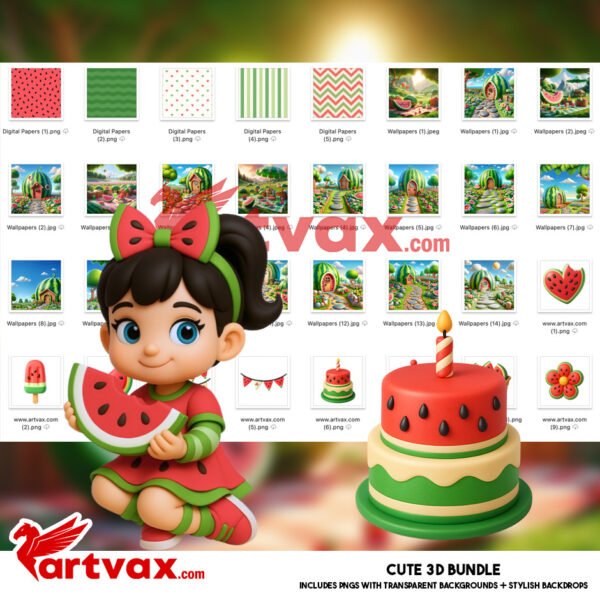Watermelon Girl PNG Bundle