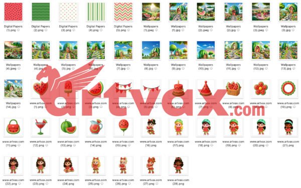 Watermelon Girl PNG Bundle