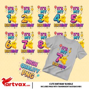 Pikachu Birthday PNG Bundle