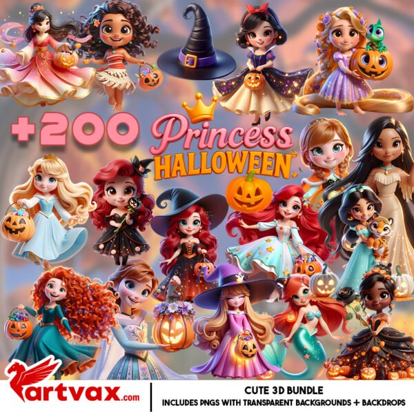 Disney Princess Halloween PNG Bundle