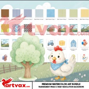 Farm Animals Watercolor Clipart
