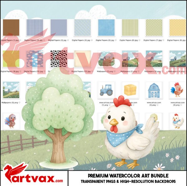 Farm Animals Watercolor Clipart